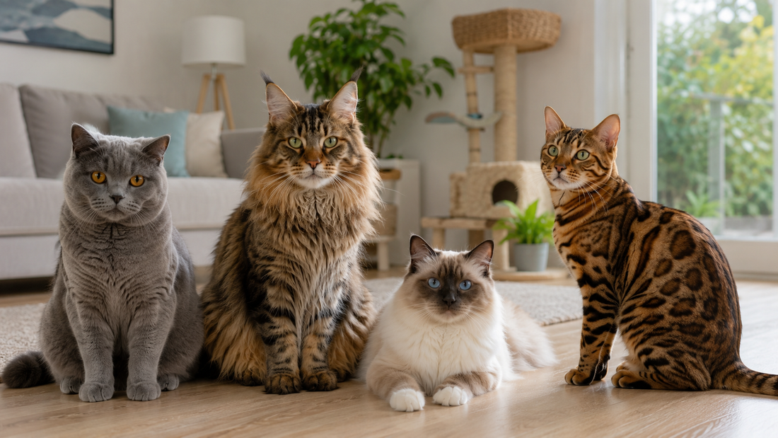 Überblick beliebter Katzenrassen in einer hellen Wohnumgebung – Pacha-Streu