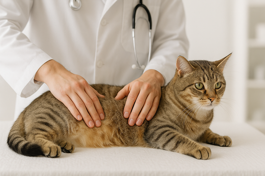 Katze wird beim Tierarzt auf FIP untersucht – Gesundheit und Vorsorge mit Pacha-Streu