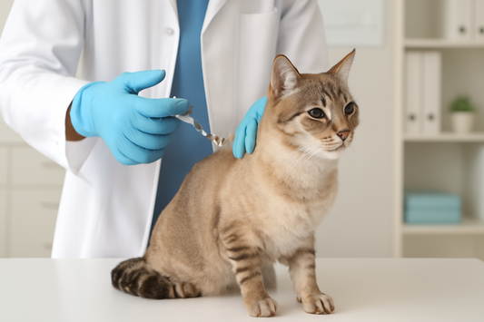 Katze erhält Impfung beim Tierarzt – Schutz für Deine Katze mit Pacha-Streu