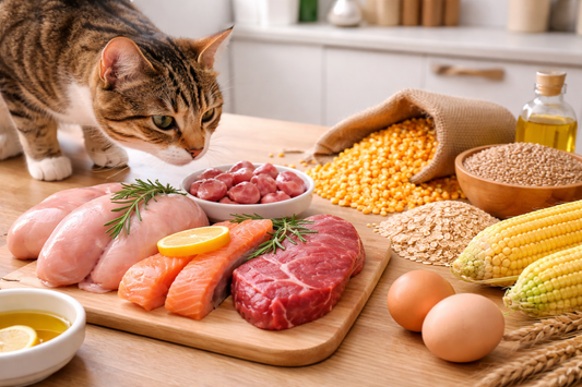 Katze frisst hochwertiges Nassfutter mit hohem Fleischanteil für ausgewogene Ernährung mit Pacha-Streu