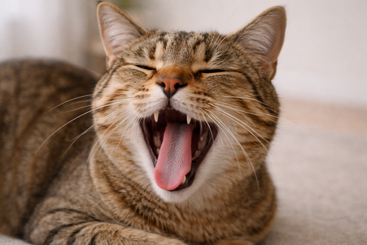 Nahaufnahme der rauen Katzenzunge mit Papillen – natürliche Erklärung der sandpapierartigen Struktur | Pacha-Streu