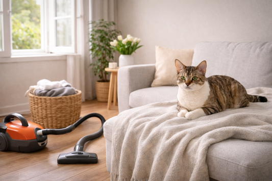 Pacha-Streu: Frühjahrsputz mit Katze – helles, sauberes Zuhause mit entspannter Katze und frischer Routine