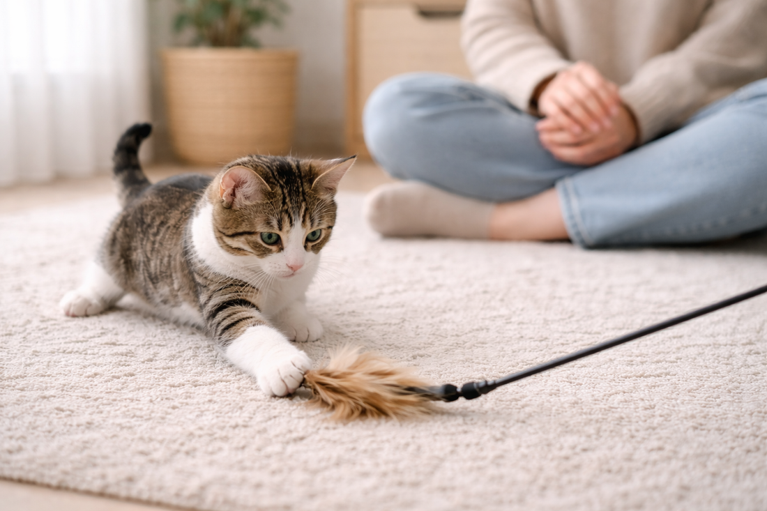 Pacha-Streu: Kätzchen sozialisieren durch Spiel – Kitten baut Vertrauen auf und spielt entspannt mit Angelspielzeug