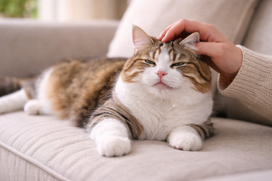 Pacha-Streu: Katze sabbert beim Kuscheln – harmloser Speichelfluss durch Entspannung und Wohlbefinden