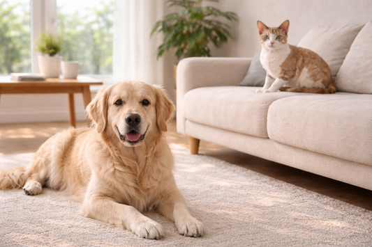 Pacha-Streu: Katze und Hund leben friedlich zusammen – ruhige Koexistenz und entspannte Atmosphäre im Zuhause