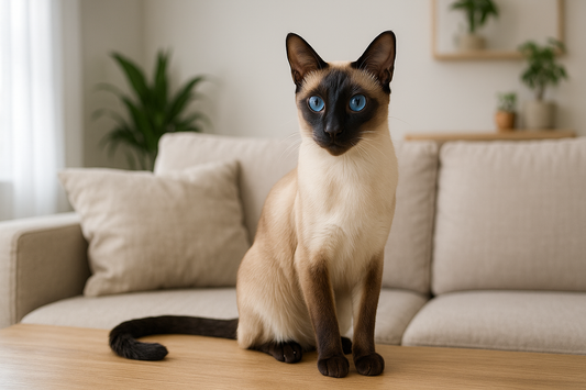 Siamkatze mit blauen Augen und dunklen Points – elegante Erscheinung und Wohlbefinden mit Pacha-Streu