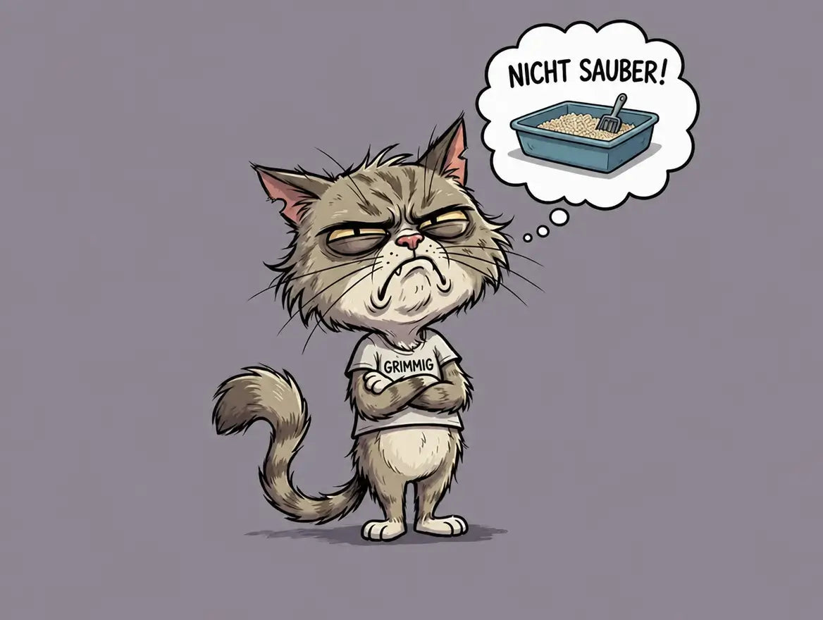 Katze ist mit ihrer Streu unzufrieden